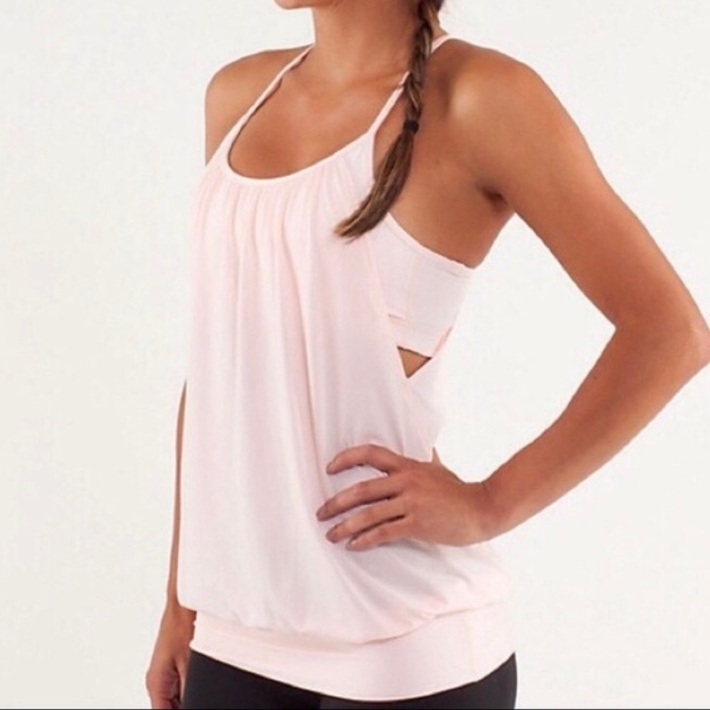 Lululemon pink build in bra yoga top 6